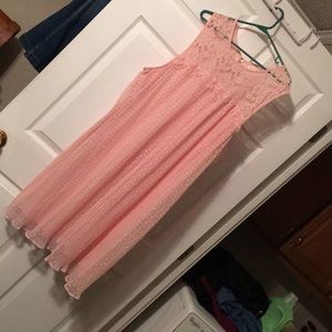 Cute baby pink polka dot sheer and lace dress